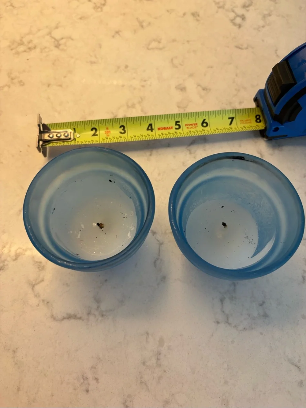 2 pottery barn, 2 unbranded Blue Glass Votive Candle Holders - Set of 4